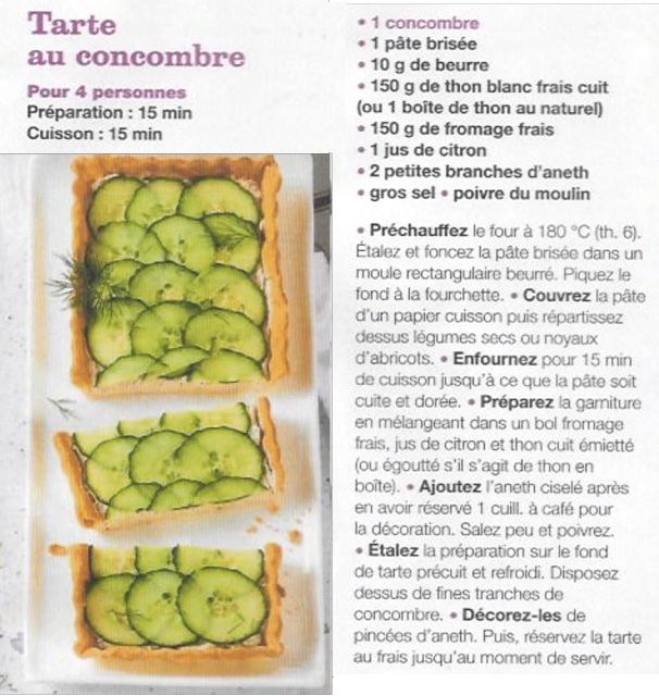 recette de la tarte aux concombres